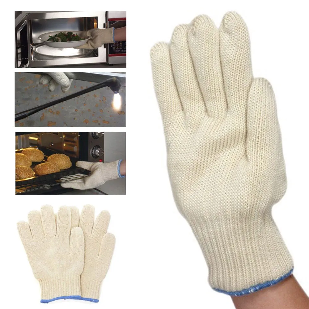 2 Heat Proof Oven Mitt Glove Resistant Cooking Kitchen Hot Surface Handler 48 F