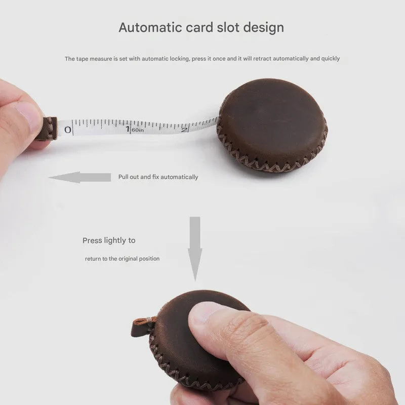 2 PCS Brown Hand-Stitched Leather Tape Measure | Compact | Stylish Measuring Tool