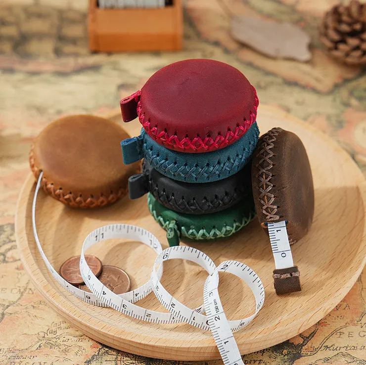 2 PCS Brown Hand-Stitched Leather Tape Measure | Compact | Stylish Measuring Tool