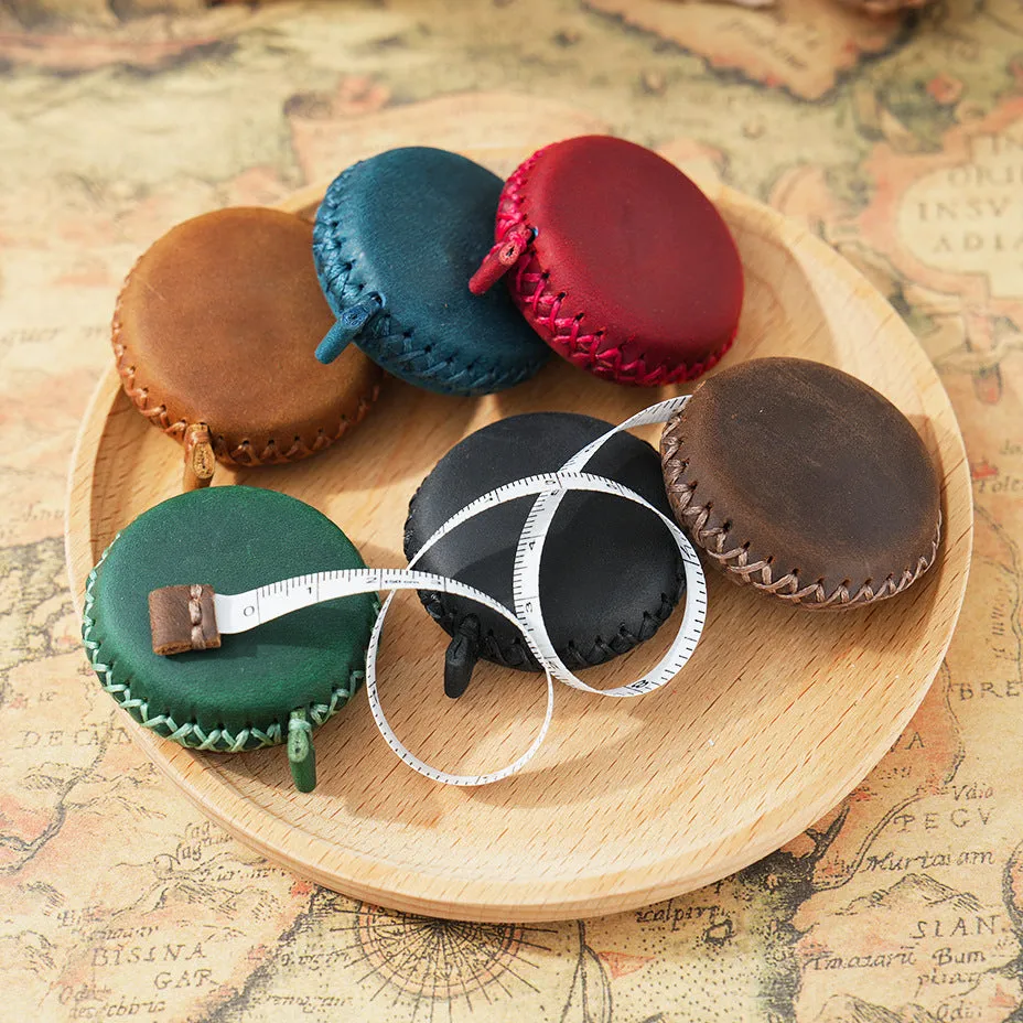 2 PCS Brown Hand-Stitched Leather Tape Measure | Compact | Stylish Measuring Tool