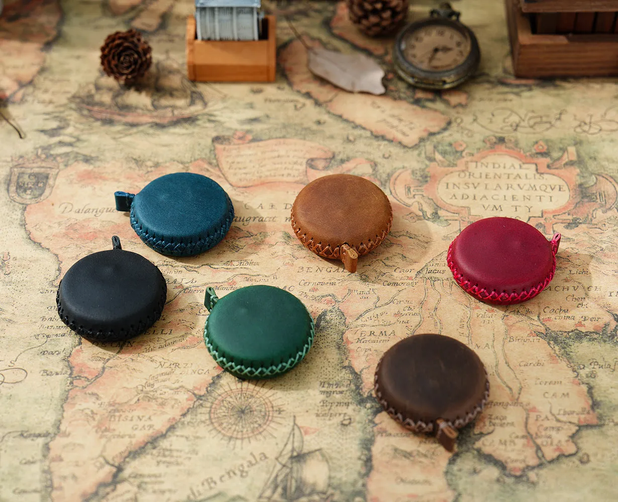 2 PCS Brown Hand-Stitched Leather Tape Measure | Compact | Stylish Measuring Tool