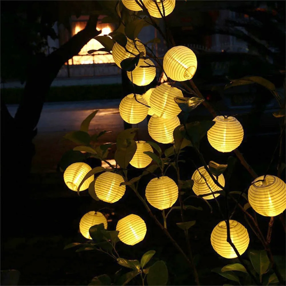 27Ft Solar Lamp Lantern Led Solar Garden Light Garland -10 Bulbs