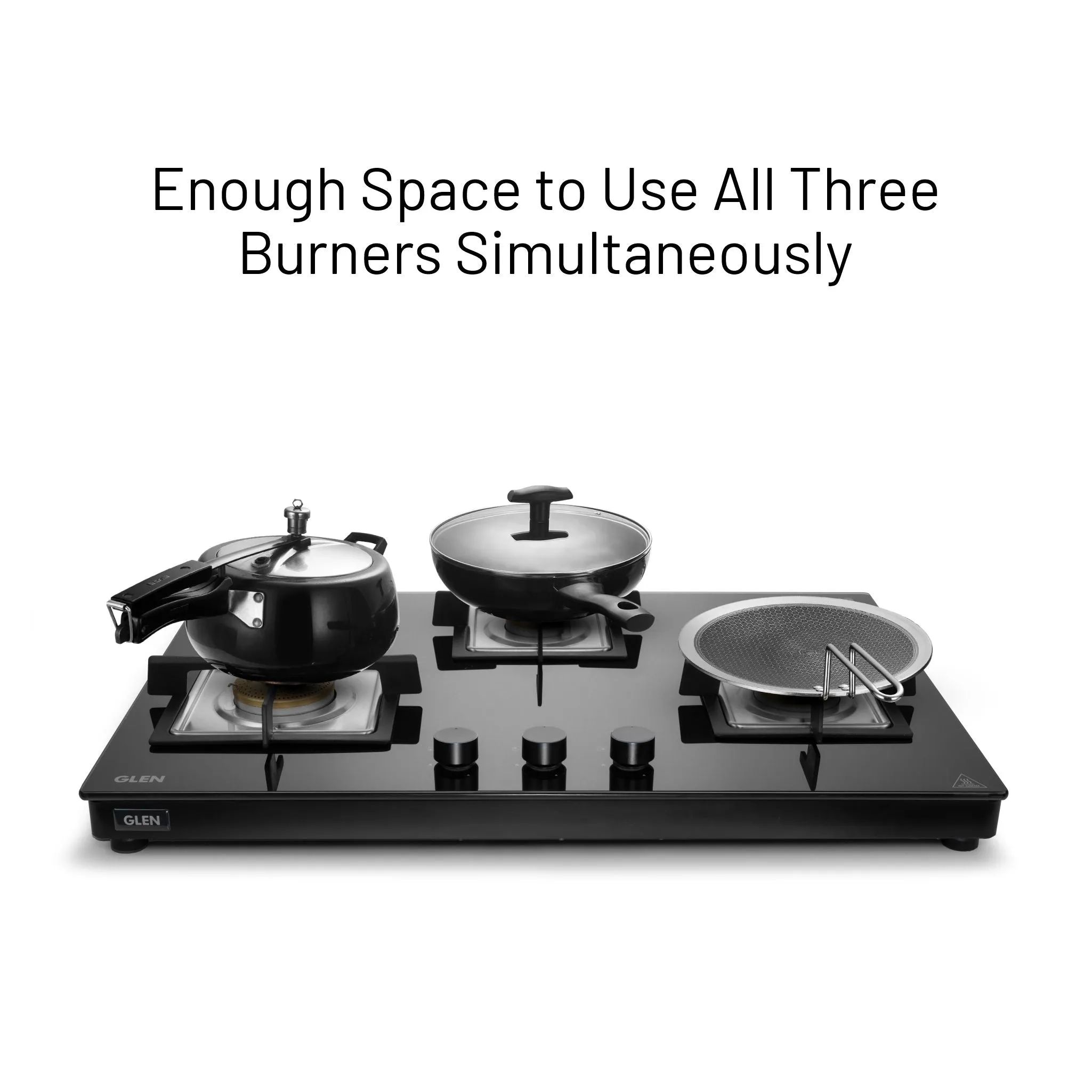 3 Burner Ultra Slim Free Standing Hob with Forged Brass Burners (BH1073USBL75)