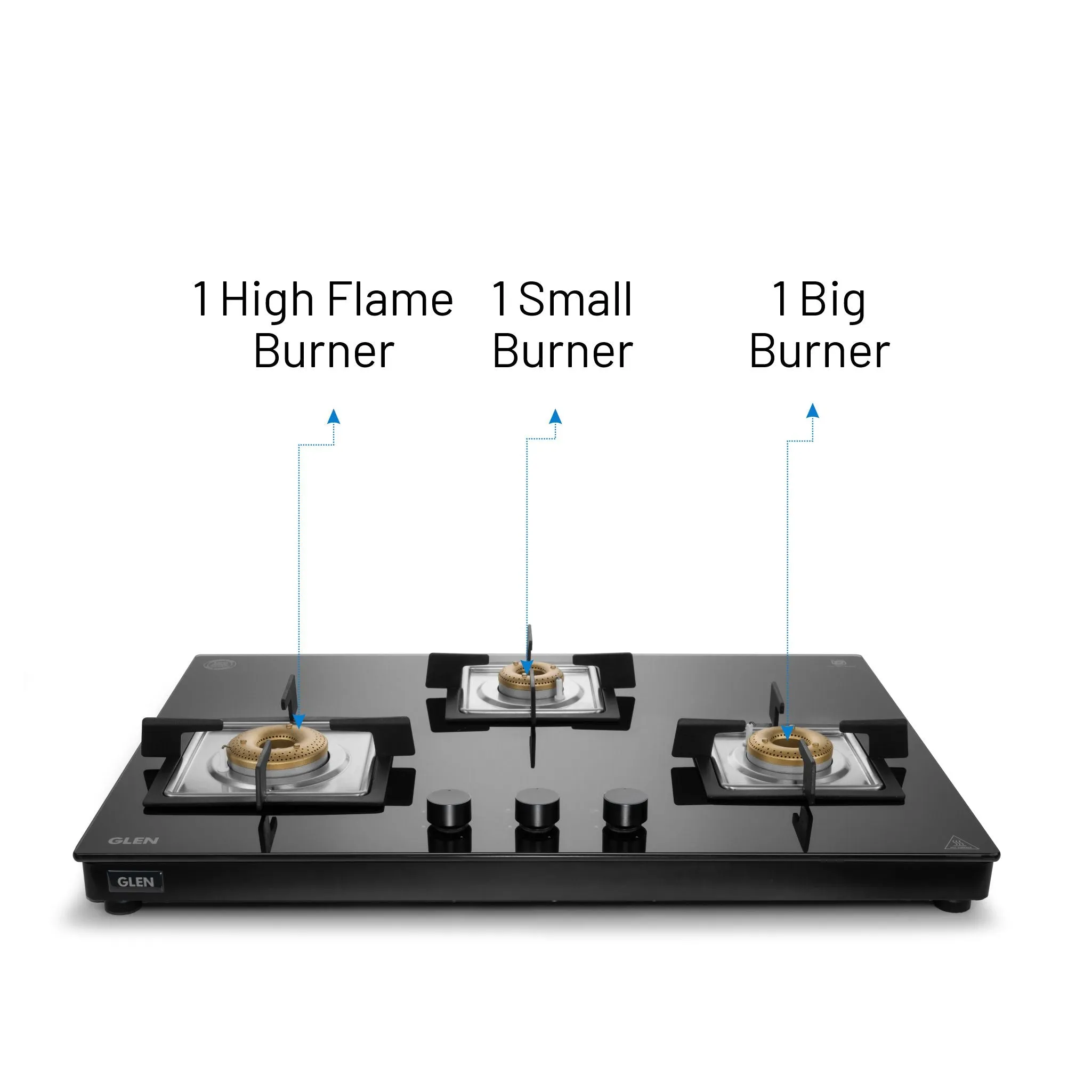 3 Burner Ultra Slim Free Standing Hob with Forged Brass Burners (BH1073USBL75)