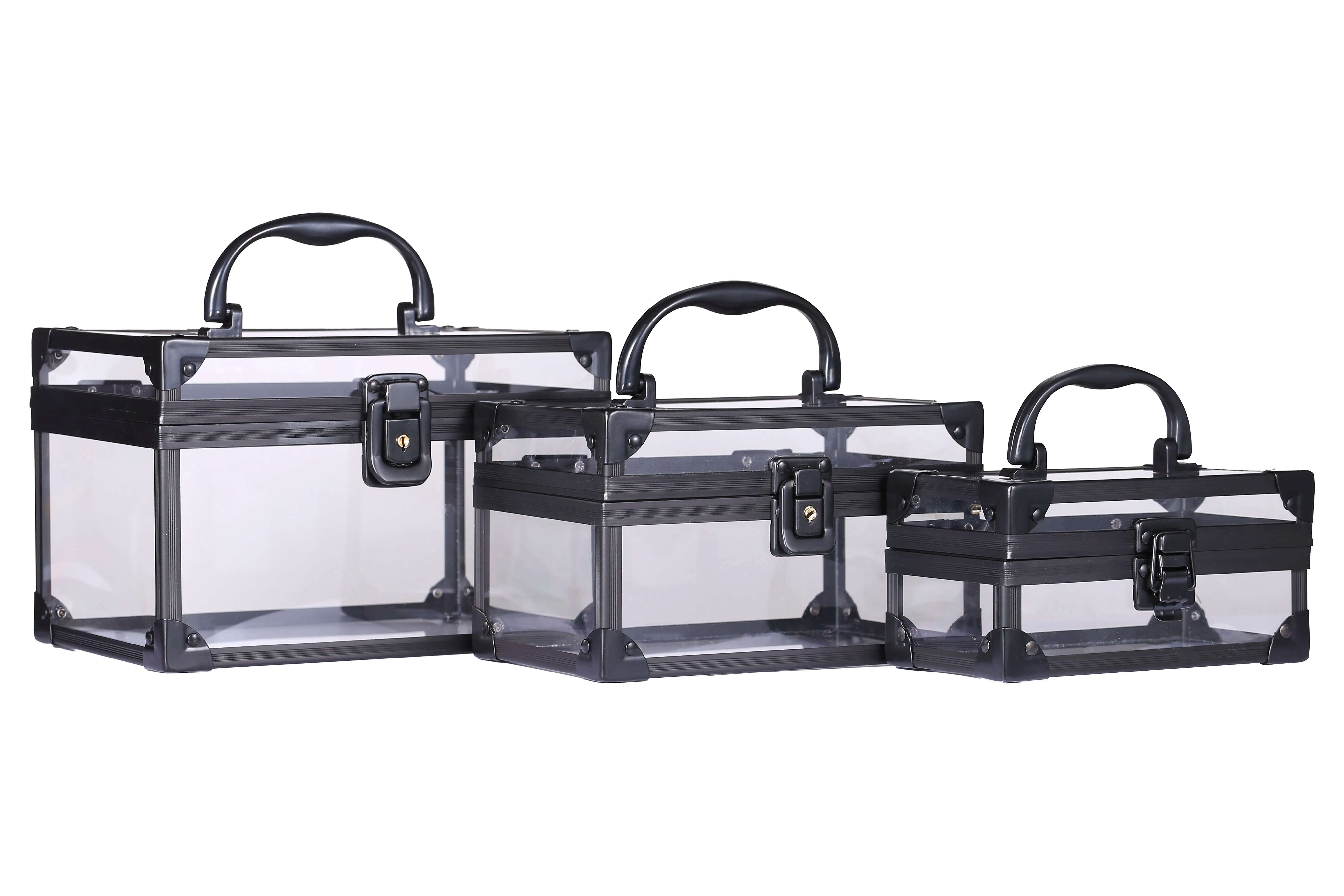 Acrylic Makeup Toolbox Black - 3pc Set