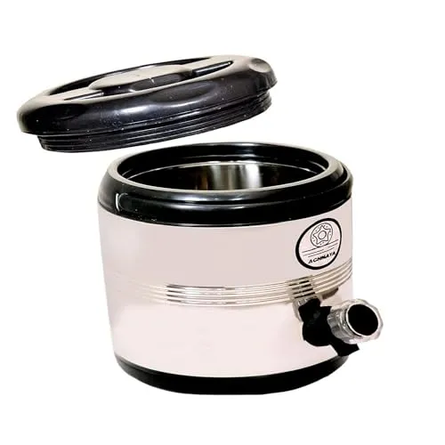 AGHNAYA 5 L Stainless Steel Water Jug | Insulated Water Jug | Inner Outer Stainless Steel Jug | Hot & Cold | Easy to Carry | 5 litres, Silver