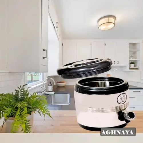 AGHNAYA 5 L Stainless Steel Water Jug | Insulated Water Jug | Inner Outer Stainless Steel Jug | Hot & Cold | Easy to Carry | 5 litres, Silver