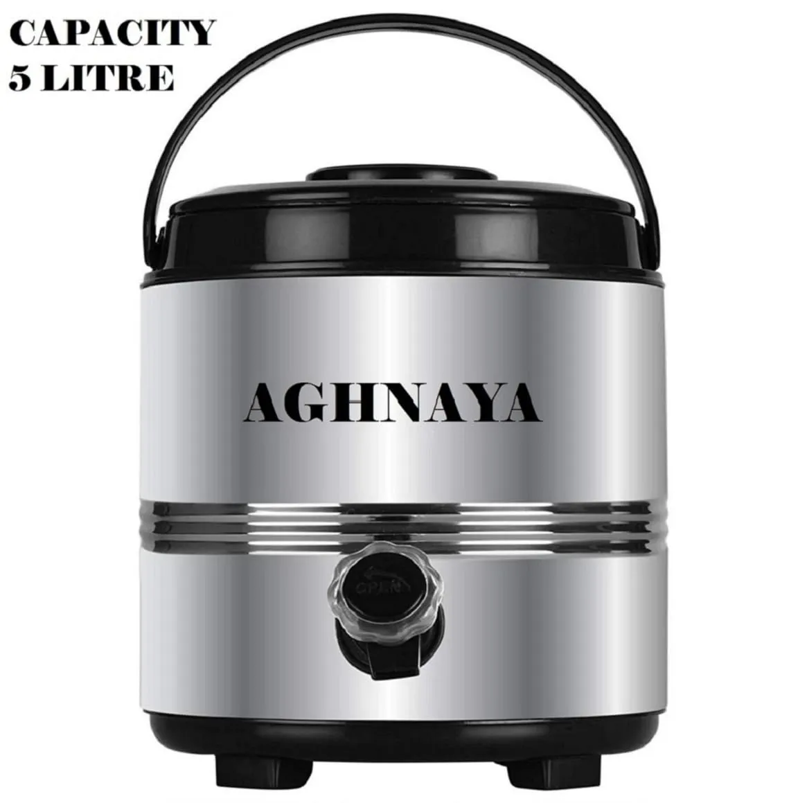 AGHNAYA Stainless Steel Insulated Water Camper/Water Jug Vacuum Insulated Thermo Flask Jug Water Beverage Dispenser (5 litre)