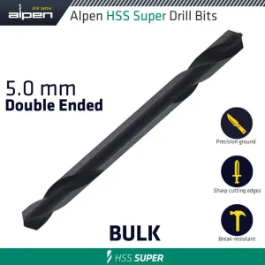 ALPEN HSS SUPER DRILL BIT DOUBLE ENDED 5.0MM BULK ALP32105