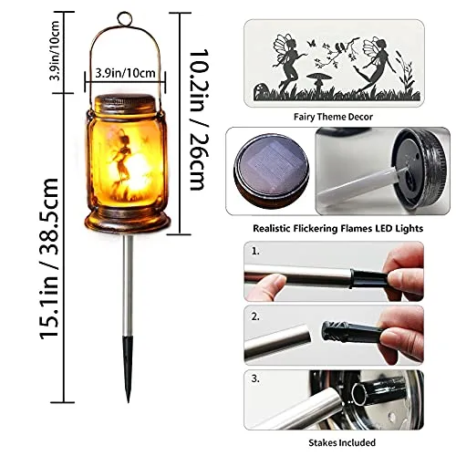 ANGMLN 2 Pack Red Bird Solar Lanterns , Adorable Cardinal Theme in Silver Glass Mason Jars, Memorial Gifts for Mom, Grandma, and Women, Fairy Garden Lights for Patio Yard Lawn Tree Party Outdoor Decor