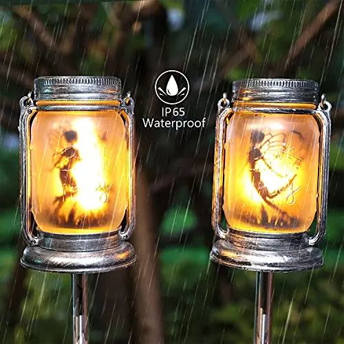ANGMLN 2 Pack Red Bird Solar Lanterns , Adorable Cardinal Theme in Silver Glass Mason Jars, Memorial Gifts for Mom, Grandma, and Women, Fairy Garden Lights for Patio Yard Lawn Tree Party Outdoor Decor