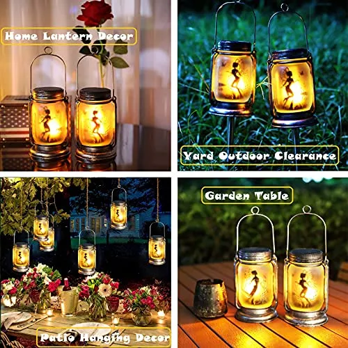 ANGMLN 2 Pack Red Bird Solar Lanterns , Adorable Cardinal Theme in Silver Glass Mason Jars, Memorial Gifts for Mom, Grandma, and Women, Fairy Garden Lights for Patio Yard Lawn Tree Party Outdoor Decor