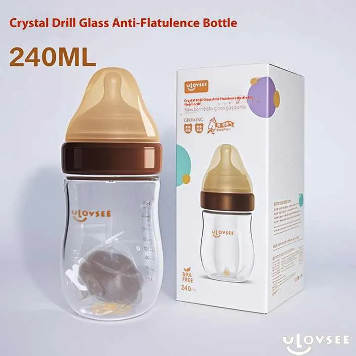 Anti-flatulence baby glass bottle nursing-زجاجة رضاعة مضادة للانتفاخ