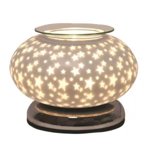 Aromatize 19cm White Satin Star Ellipse Electric Touch Wax Melt Burner