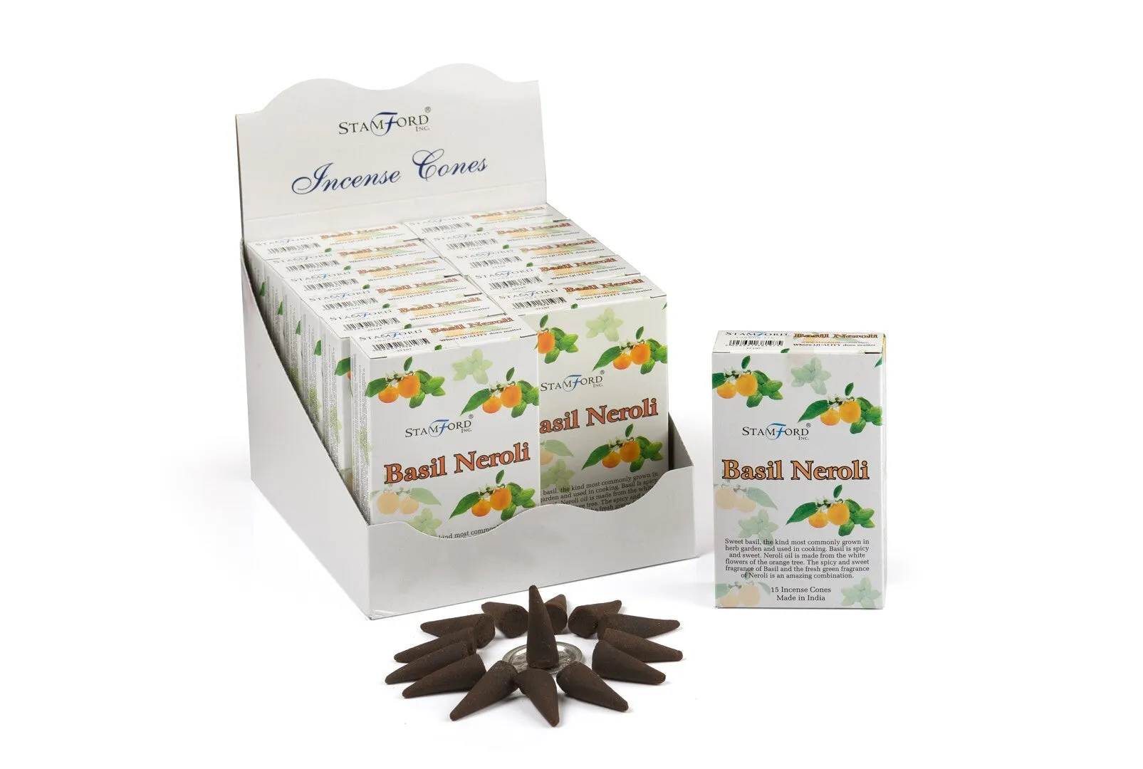 Basil & Neroli Incense Cones - Per case: 1 Piece