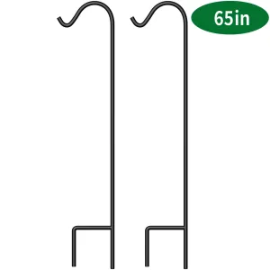 BEAU JARDIN 2 Pack Shepherd Hook 65 in Tall 1/2in Thick Bird Feeder Pole Garden Outdoor Plants Hanger ShepherdHook5