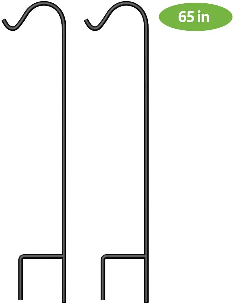 BEAU JARDIN 2 Pack Shepherd Hook 65 in Tall 1/2in Thick Bird Feeder Pole Garden Outdoor Plants Hanger ShepherdHook5