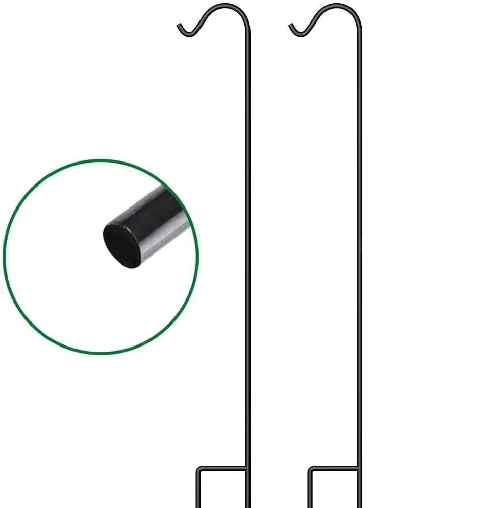 BEAU JARDIN 2 Pack Shepherd Hook 92 in Tall 3/5in Thick Bird Feeder Pole Premium Garden Hanging Plants Metal BG180