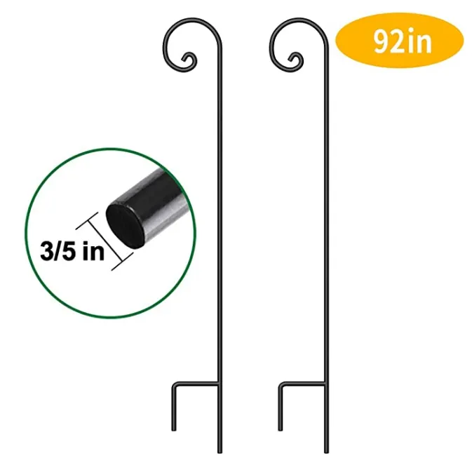 BEAU JARDIN 2 Pack Shepherd Hook 92 in Tall 3/5in Thick Bird Feeder Pole Premium Garden Hanging Plants Metal BG1861