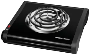 Black Decker SB1001B Buffet Range, 5-1/2 in Dia Burner, 100 W, 1-Burner, Knob Control, 2-Control, Metal, Black :EA: QUANTITY: 1