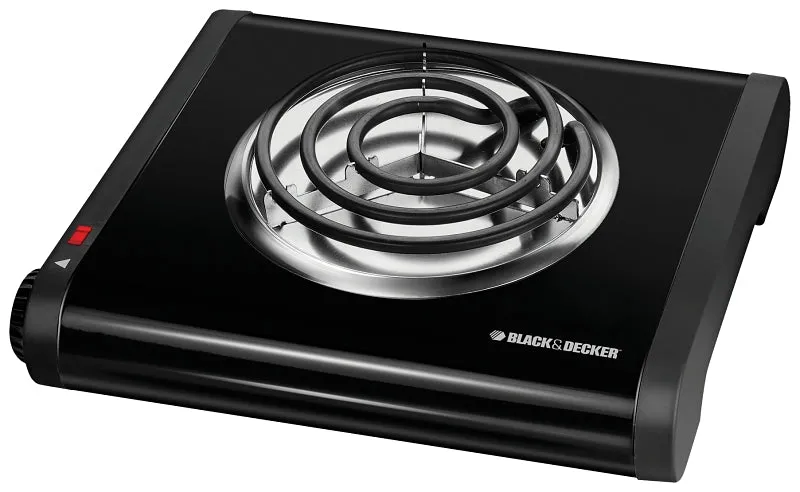 Black Decker SB1001B Buffet Range, 5-1/2 in Dia Burner, 100 W, 1-Burner, Knob Control, 2-Control, Metal, Black :EA: QUANTITY: 1