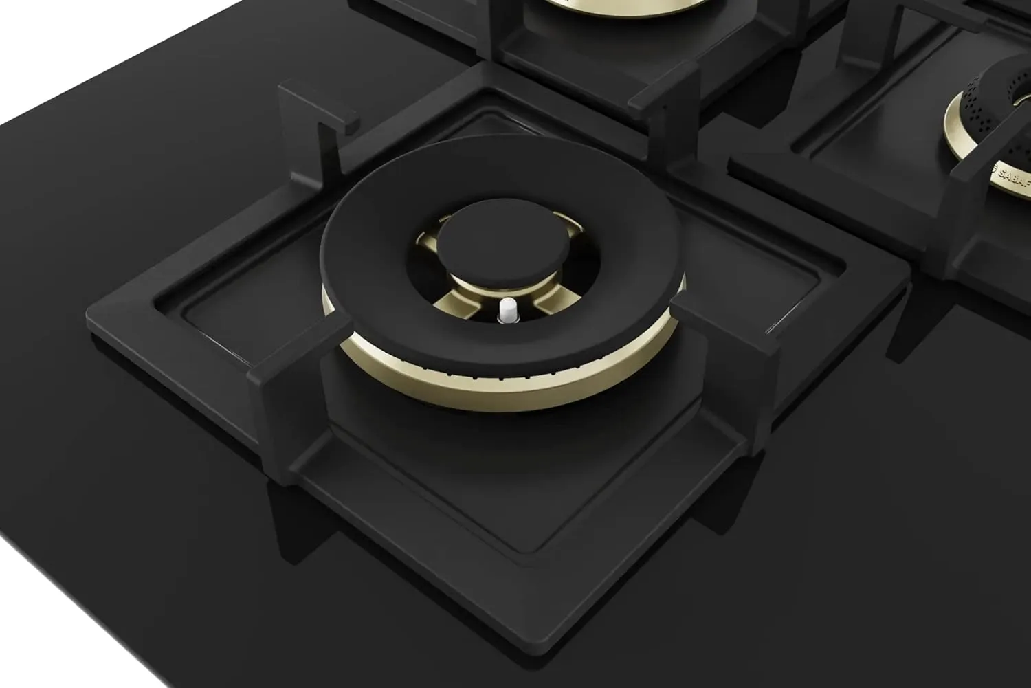 Bosch PNI7B6F20I Built in Gas Hob Black Tempered glass Glass 4 Burner Auto Ignition 75 cm True Brass 2D Ring Burners with Matt Black Heat Shields & Cast Iron pan supports