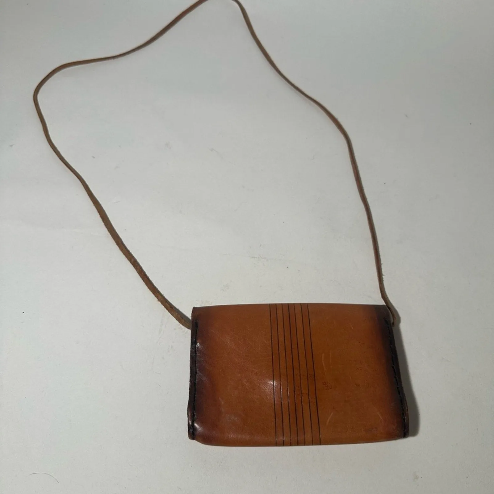 Brown Leather Hand Tooled Crossbody Bag with Vintage Flap Design