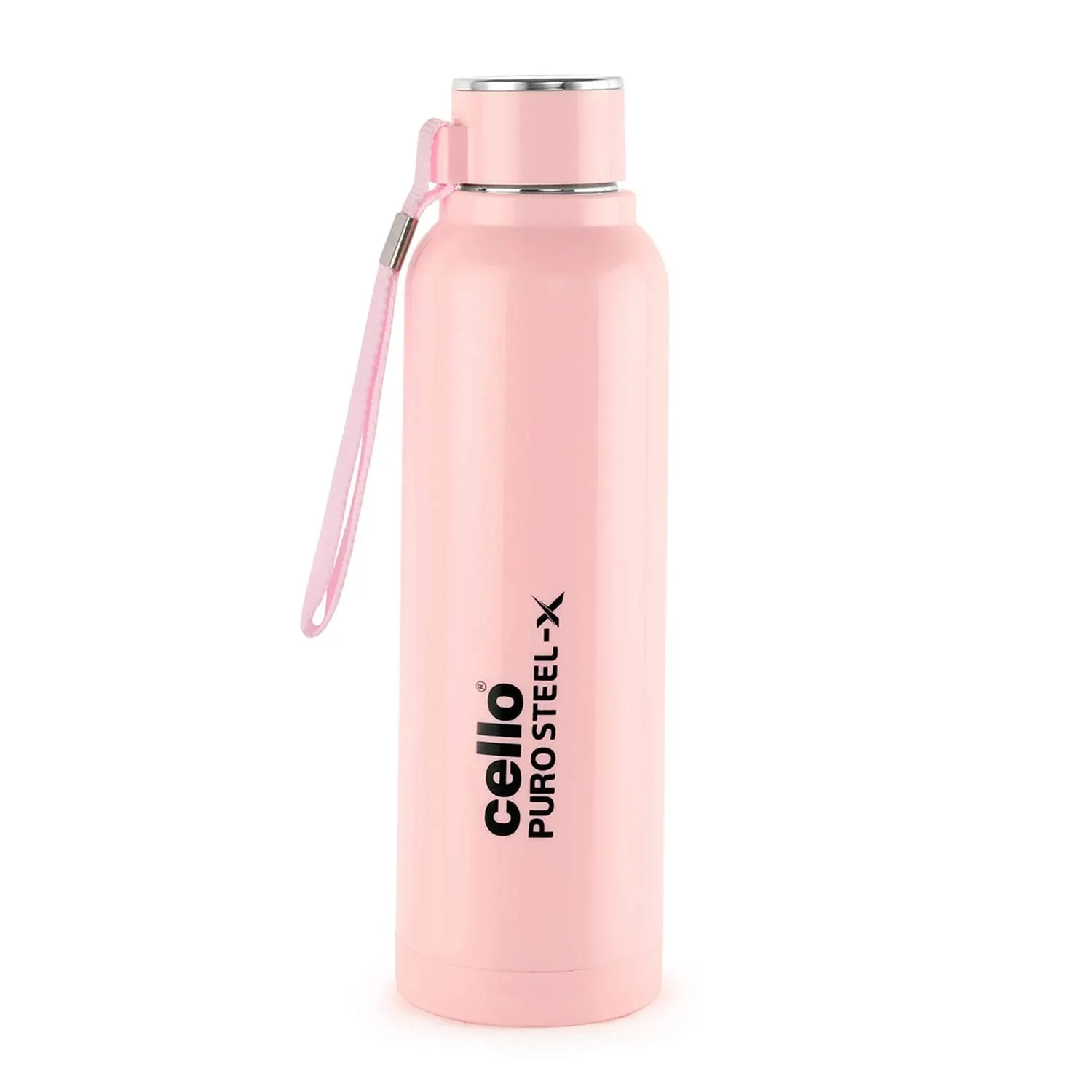 Cello Chiller Ice Packs, 8 litres, Blue & Cello Puro Steel-X Benz Stainless Steel Water Bottle with Inner Steel and Outer Plastic, 900 ml (Pink)