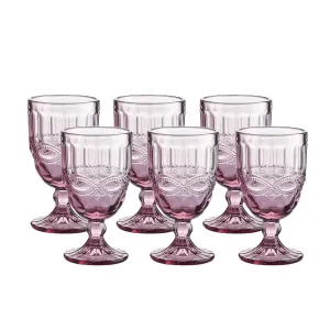 Colored Glass Goblet Vintage - Pressed Pattern Wine Glass Wedding Goblet - 8.7 Ounce