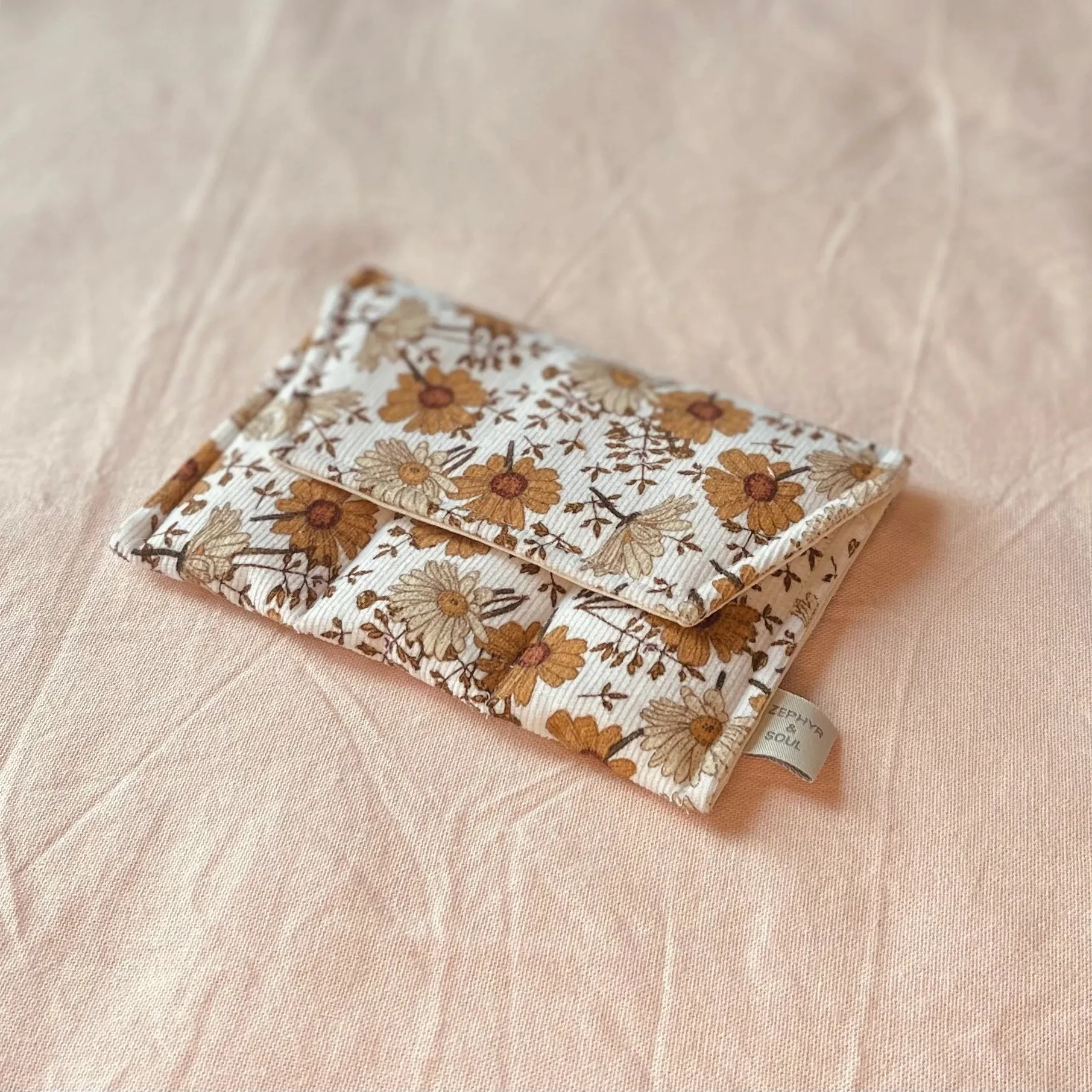 Essential Oil Pouch - Tan Floral Cord