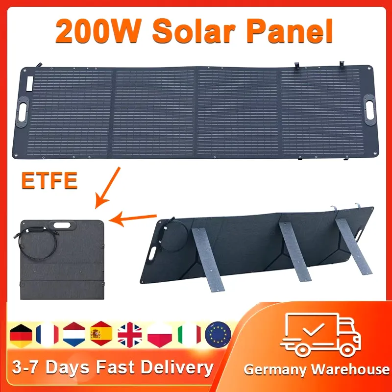 ETFE 200W Foldable Solar Panels Cell 20.5V Portable Solar Charging Panel Complete Kit for Outdoor Tourism Camping Power Station