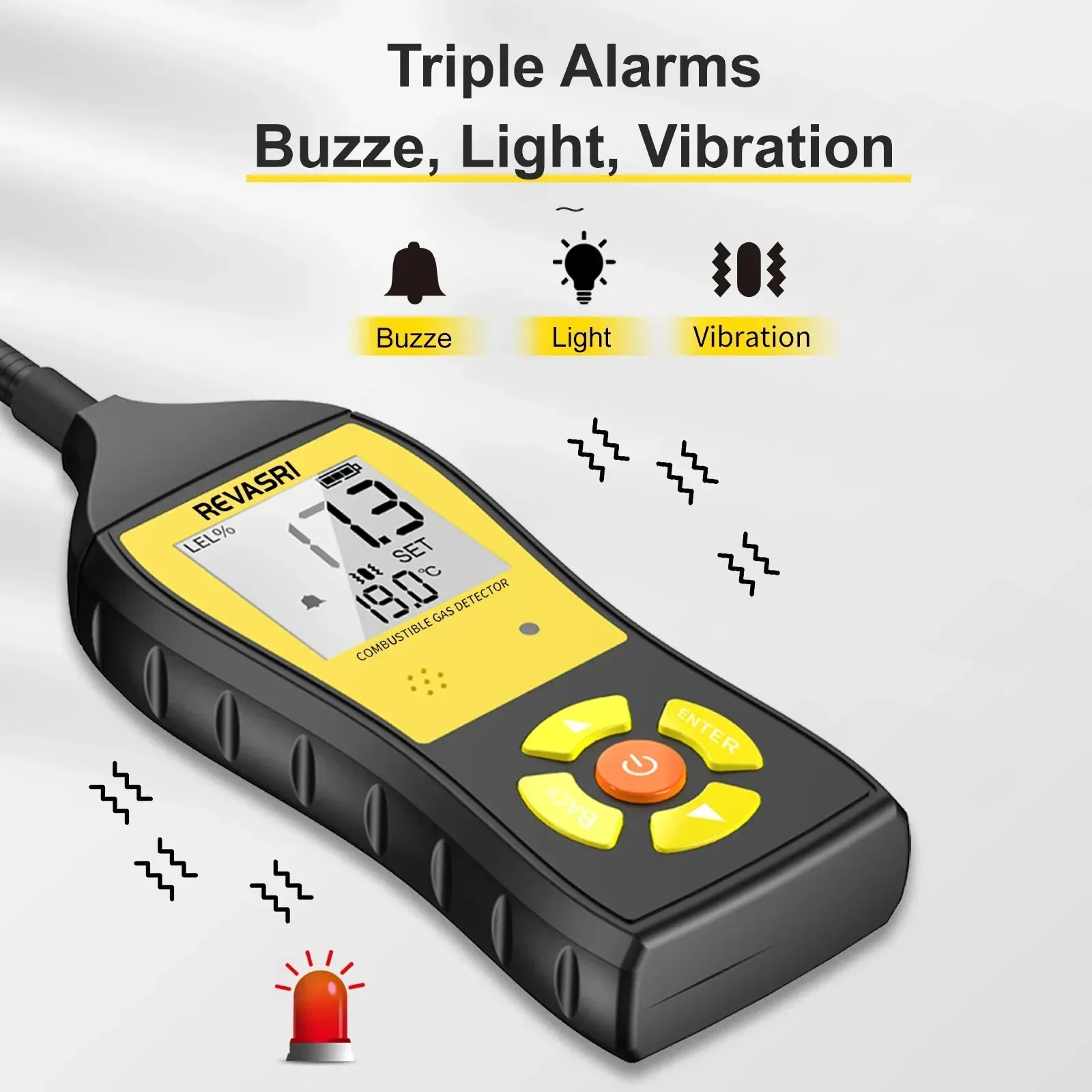 Gas Leak Detector Lel 0 100% 0 19999ppm Combustible Gas Detector