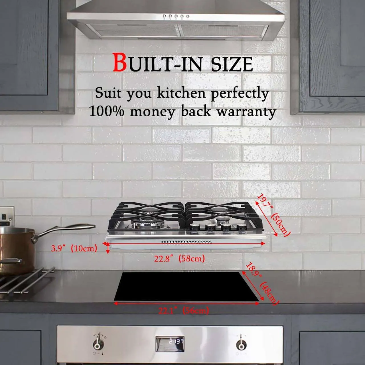 GaslandChef 24" LPG/Natural Gas Built-In Gas Stovetop With 4 Sealed Burners (ETL) - Stainless Steel
