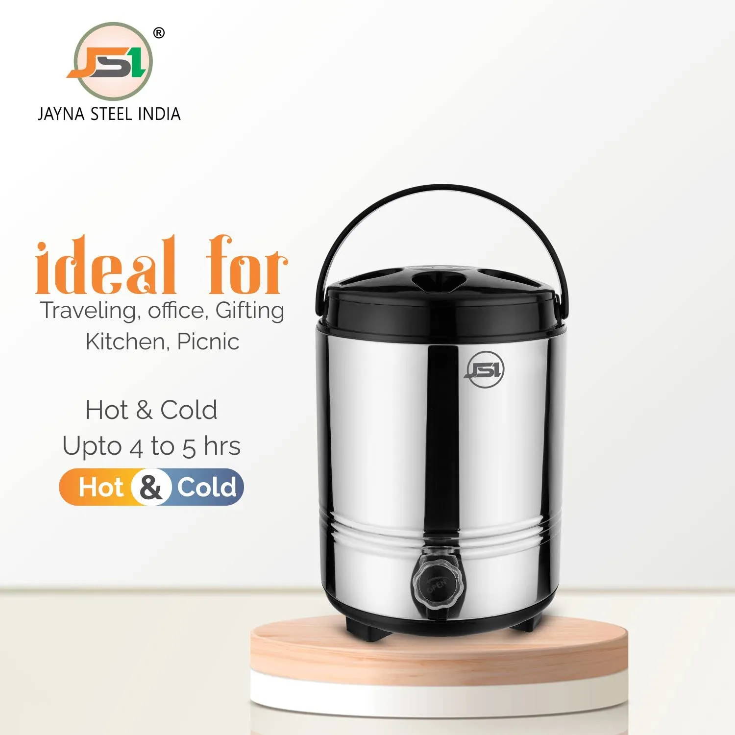 JSI Insulated Water Jug/Camper 5 Liter for Office Home Kitchen I Summer Edition Aqua Series Water Containers I PUF Insulated Hot & Cold Upto 4-5 Hours I Food Grade Quality Stainless Steel Body