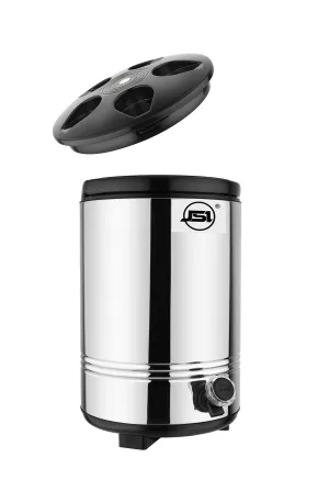 JSI PUF Insulated Hot and Cold Water/Tea/Coffee Jug/Containers with Leak-Proof Tap I Exclusive Travel Water Camper for Office Home Kitchen I Stainless Steel Body with Carry Handle (10 Liters)