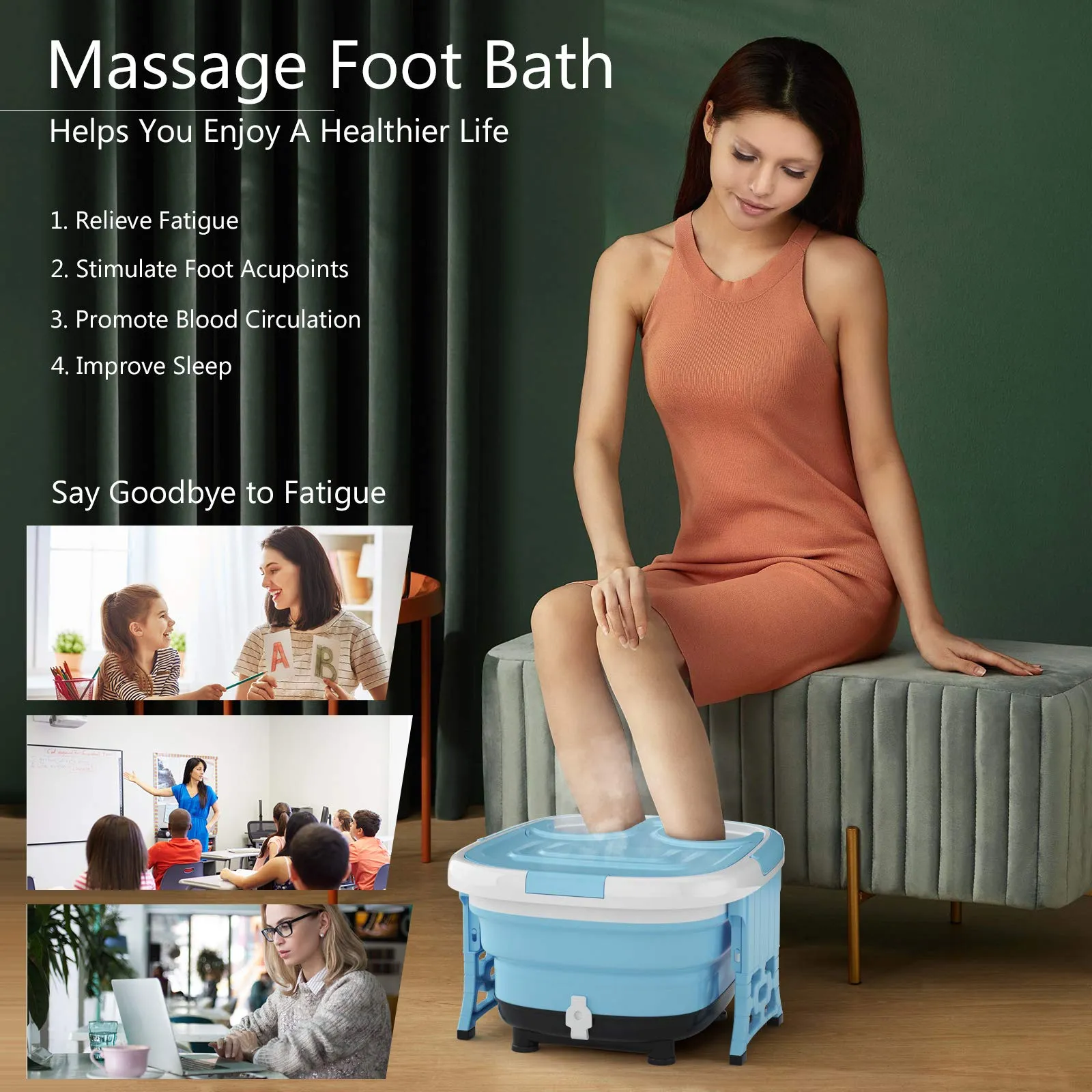 KOMFOTT Collapsible 6 in 1 Foot Spa/Bath Massager with Time & Temperature Settings