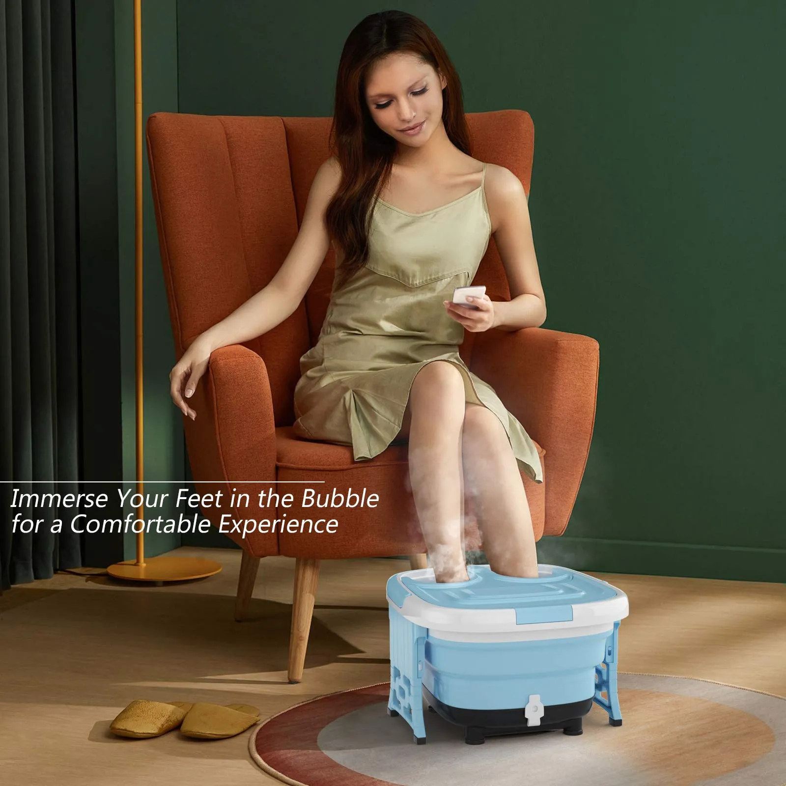 KOMFOTT Collapsible 6 in 1 Foot Spa/Bath Massager with Time & Temperature Settings