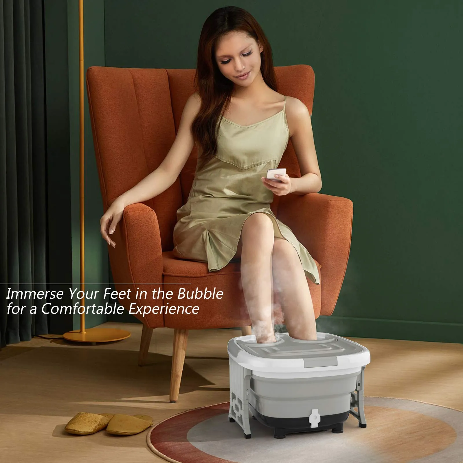 KOMFOTT Collapsible 6 in 1 Foot Spa/Bath Massager with Time & Temperature Settings