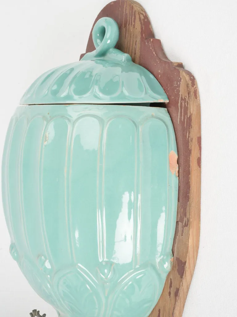 Late 19th-Century Turquoise Majolica Faience Water Fountain 43"
