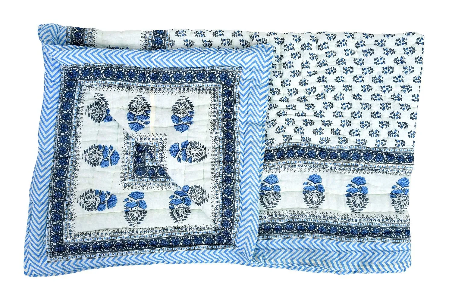 Namaste India Jaipuri Light Weight Pure Cotton Traditional Rajasthani Print Quilt (Multicolour , Single Bed)