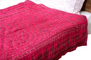 Namaste India Rajasthani Cotton Single Bed Soft Jaipuri AC Quilt/Razai Floral Print (Size 55 X 85 inch Stitch Including) Pink