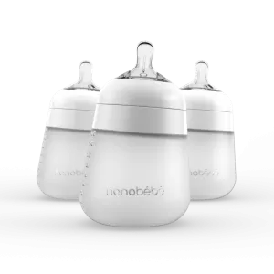 nanobebe Silicone Flexy Bottles 270ml  3 Pack White