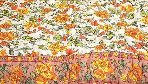 Om Enterprises Reversible Jaipuri razai for Winter Single Double Bed Pure Cotton Jaipuri razai Double Bed/Jaipuri razai Double Bed for Winter Printed (Mugal, Single)