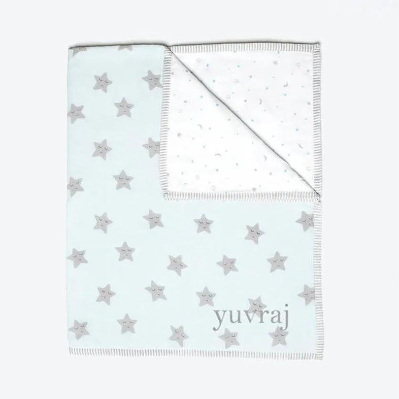 Organic Quilted Blanket <br> Blue Star<br><span style="font-size: 10px;">Can be Personalised</span>