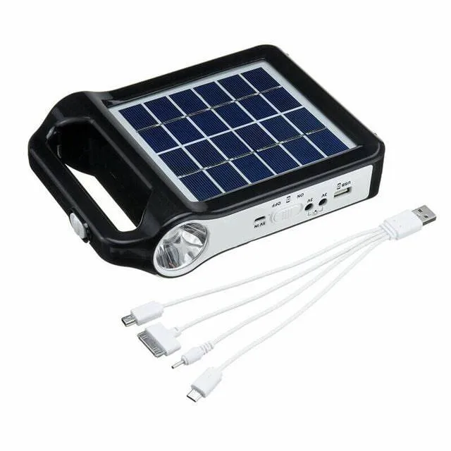 Portable 6V Rechargeable Solar Panel Power Storage Generator System USB Charger With Lamp Lighting