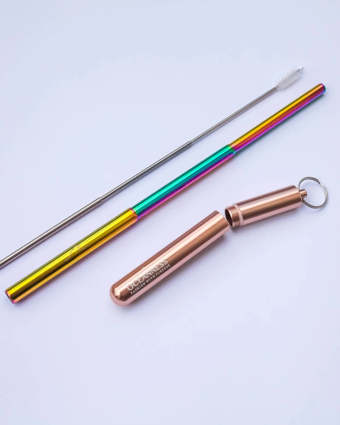 Reusable Eco Travel Straw in Rose Gold