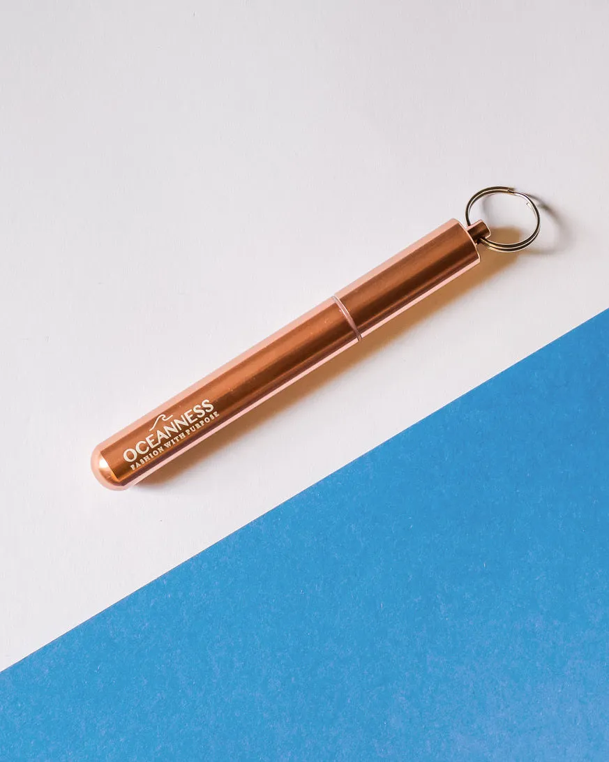 Reusable Eco Travel Straw in Rose Gold