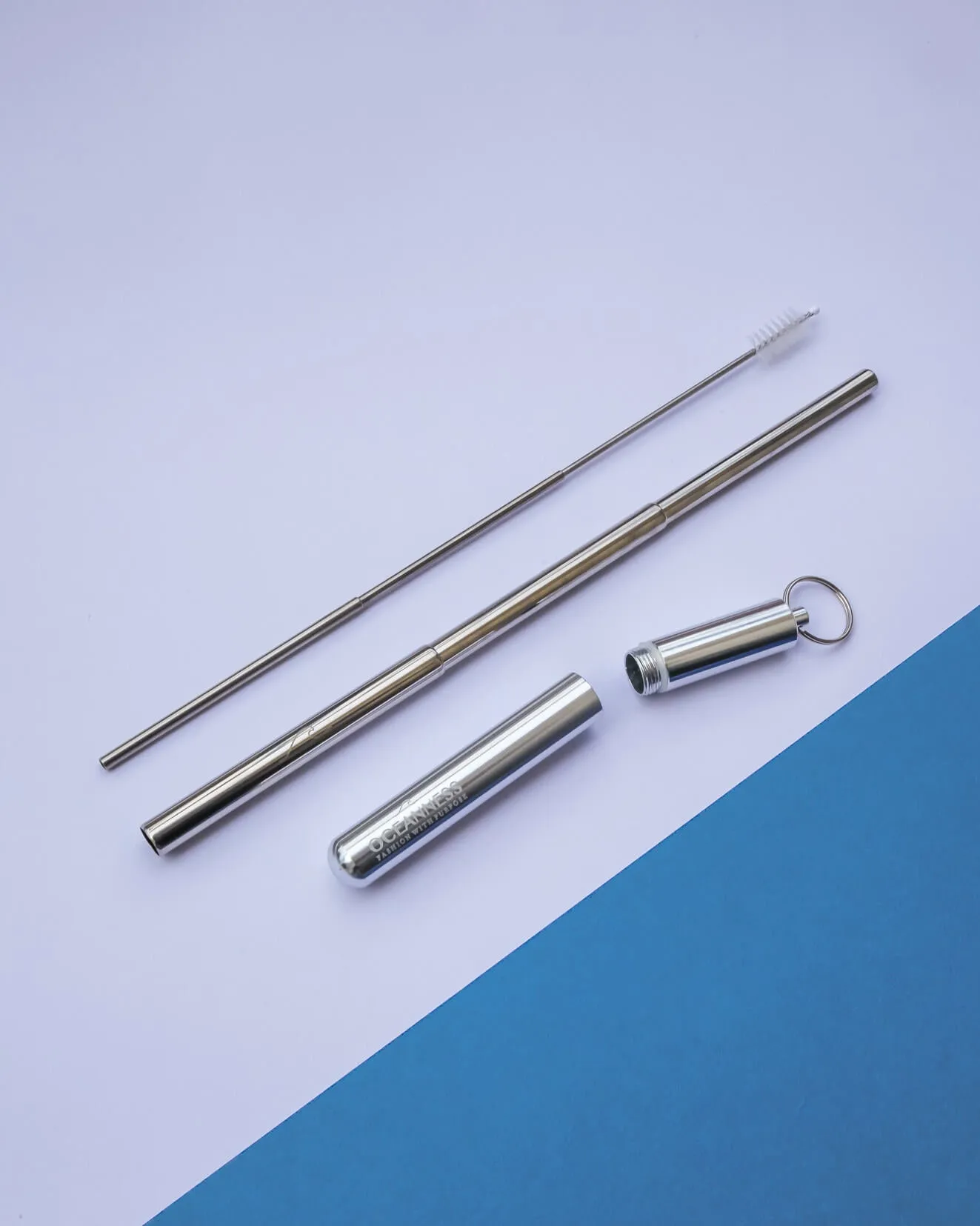 Reusable Eco Travel Straw in Silver (Shark)