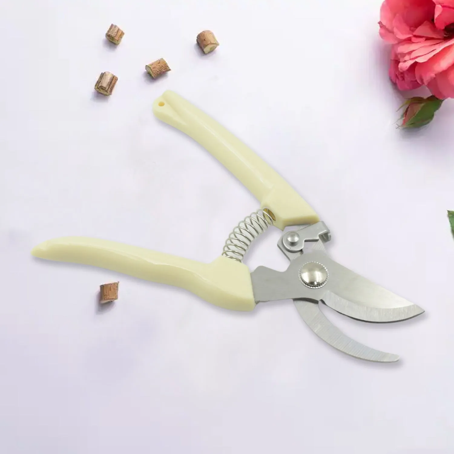 Stainless Steel Pruning Shears with Sharp Blades and Comfortable handle - Durable Hand Pruner for Comfortable and Easy Cutting, Heavy Duty Gardening Cutter Tool Plant Cutter for Home Garden | Wood Bran (1 Pc)