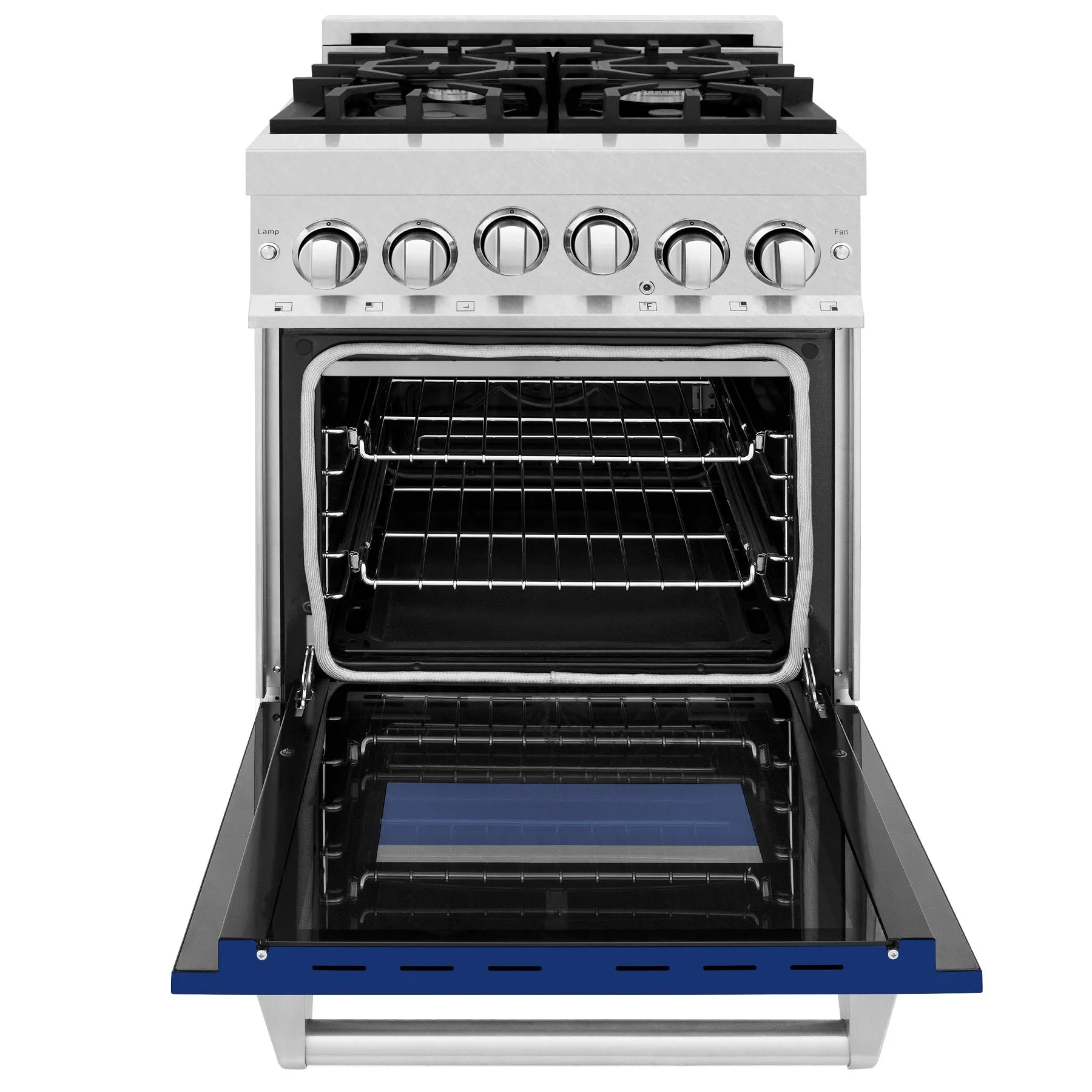 ZLINE 24" 2.8 cu. ft. Range with Gas Stove and Gas Oven in Stainless with Blue Gloss Door (RG-BG-24)